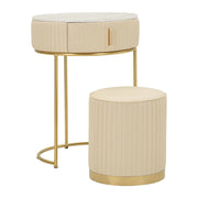 Set toletta POK con puff, design rotondo in oro