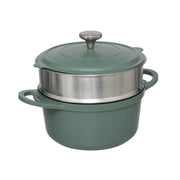 Pentola a vapore D24 cm in fusione di alluminio verde