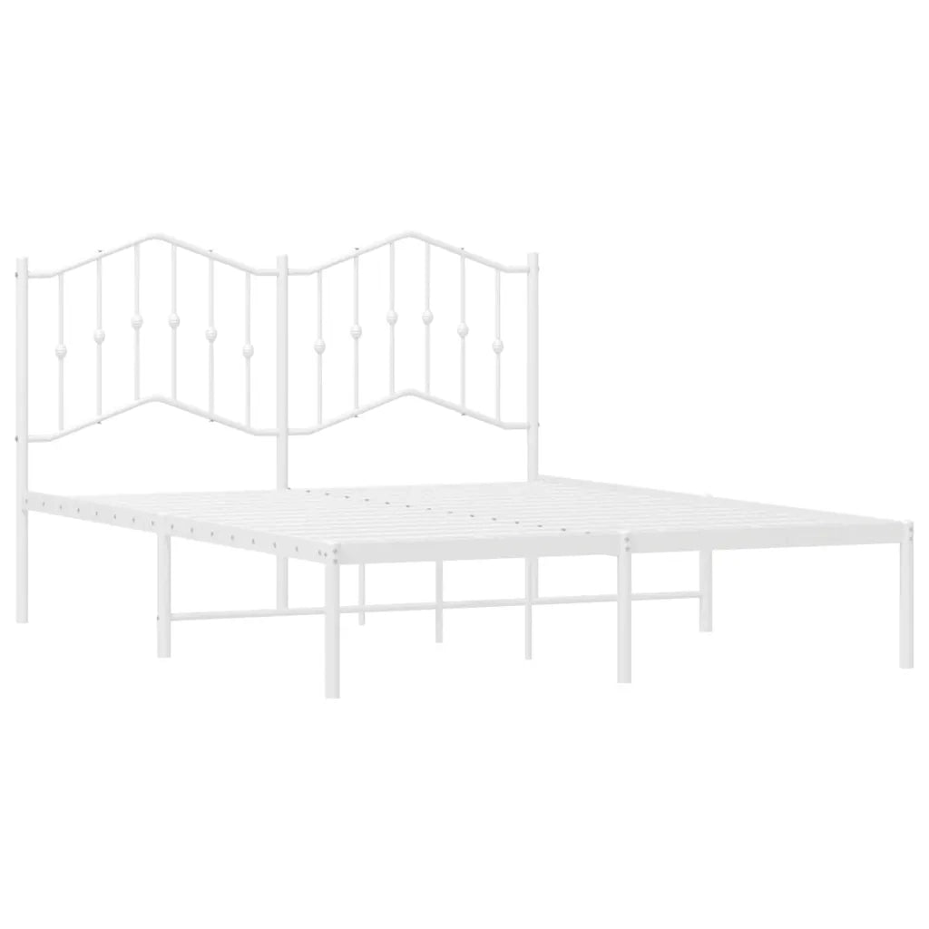 Letto matrimoniale | Letto per adulti | Giroletto con Testiera Metallo Bianco 150x200 cm
