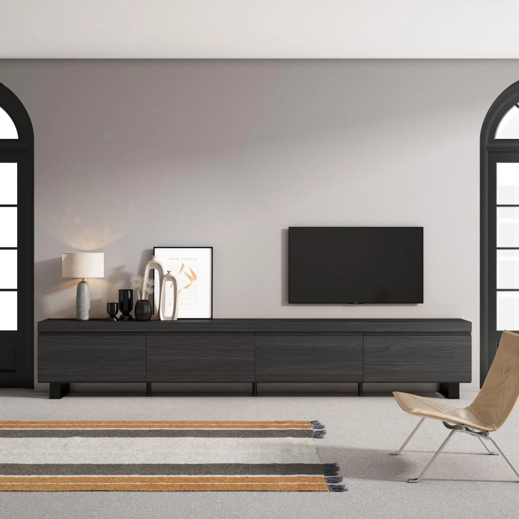 Mobile TV Soggiorno, 320x35x57cm, TV di grande formato, Design industriale, Nero RF3625