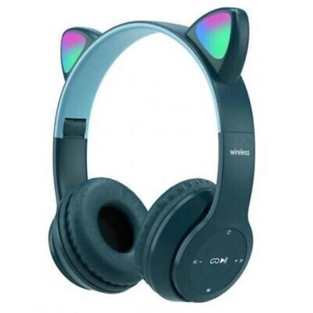 Trade Shop - Cuffie Bluetooth Wireless Gaming Auricolare Led Orecchie Gatto Smartphone Q-em51 -