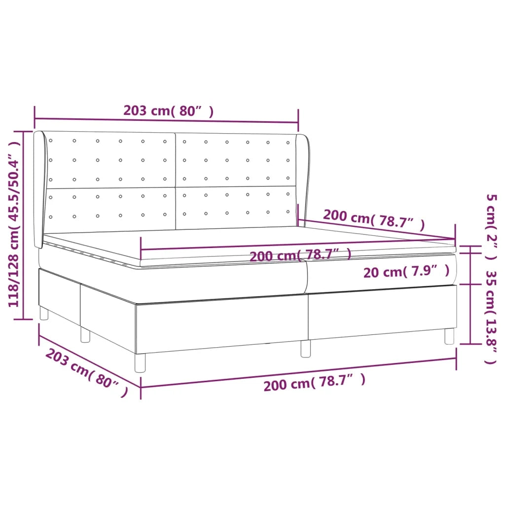 Giroletto a Molle con Materasso Marrone Scuro 200x200cm Tessuto