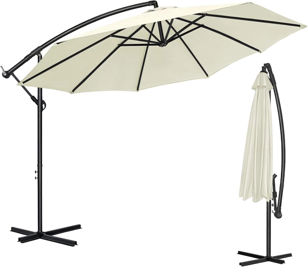Ombrellone parasole con manovella, in alluminio, ombrellone da giardino, balcone, con supporto, protezione dai raggi UV, terrazza, giardino, spiaggia