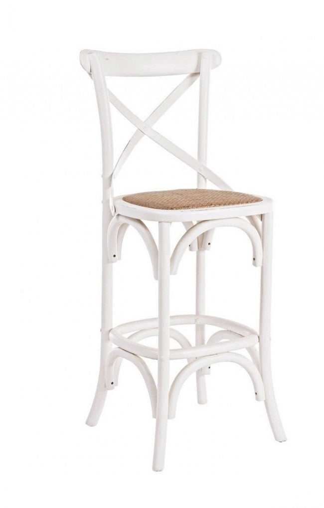 Sgabello Bar Cross Bianco in Legno