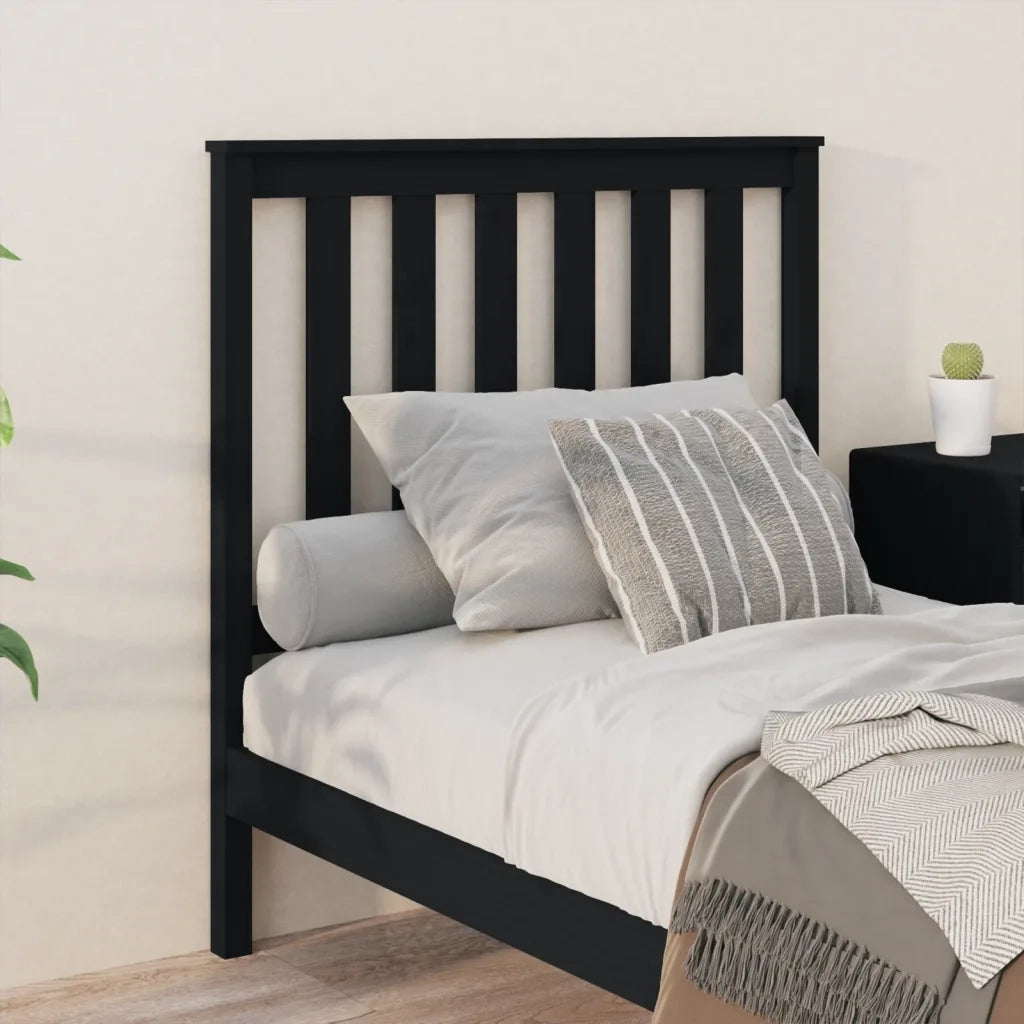 Testiera | Testata per Letto Nera 96x6x101 cm in Legno Massello di Pino