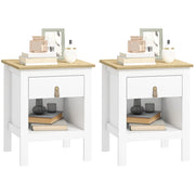 Set 2 Comodini con Cassetto e Ripiano Aperto in Legno, 45x40x55 cm, Bianco e Rovere