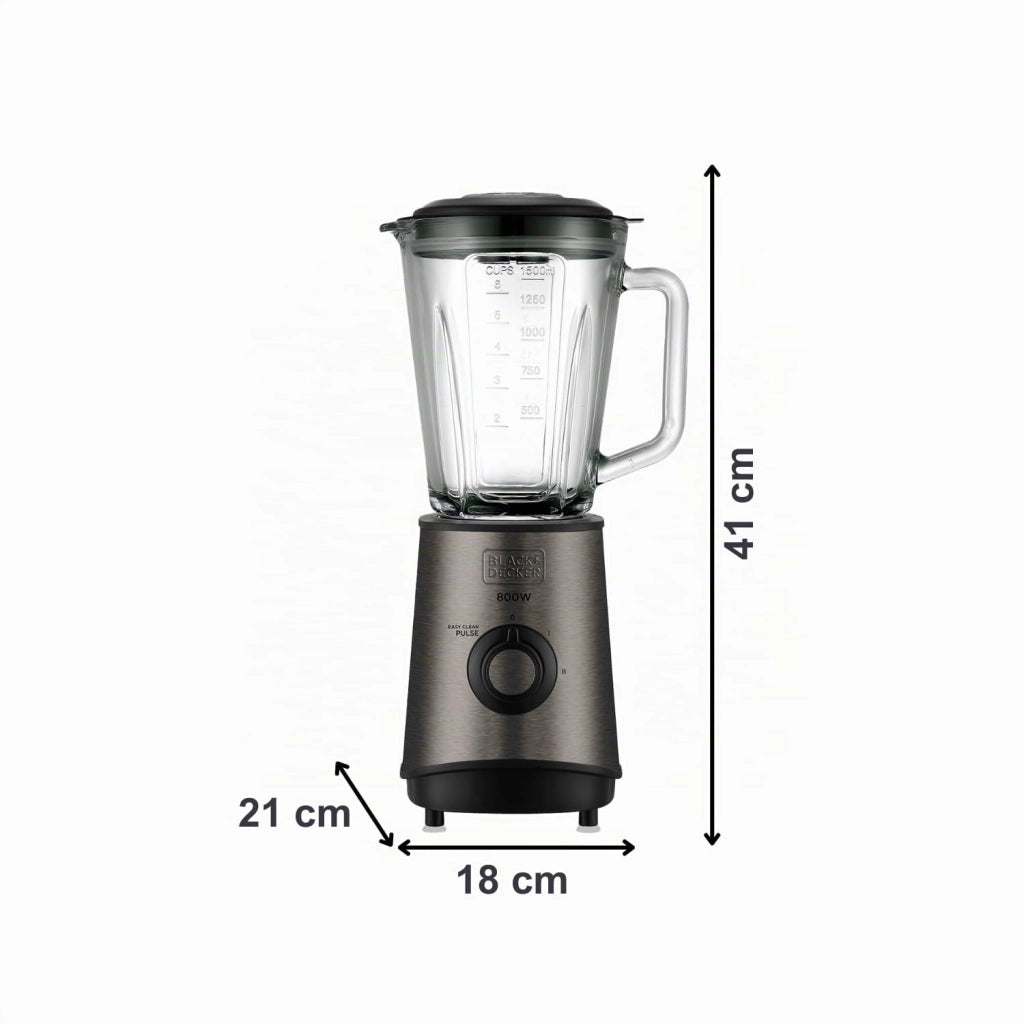 Frullatore BXJB800E 800 W con Caraffa in Vetro 1 5 L Black+Decker