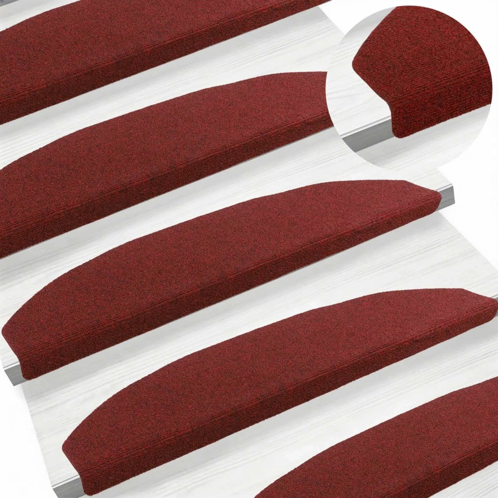Tappetini per scale autoadesivi 15 pz | Gradini per Scale Rosso Bordeaux