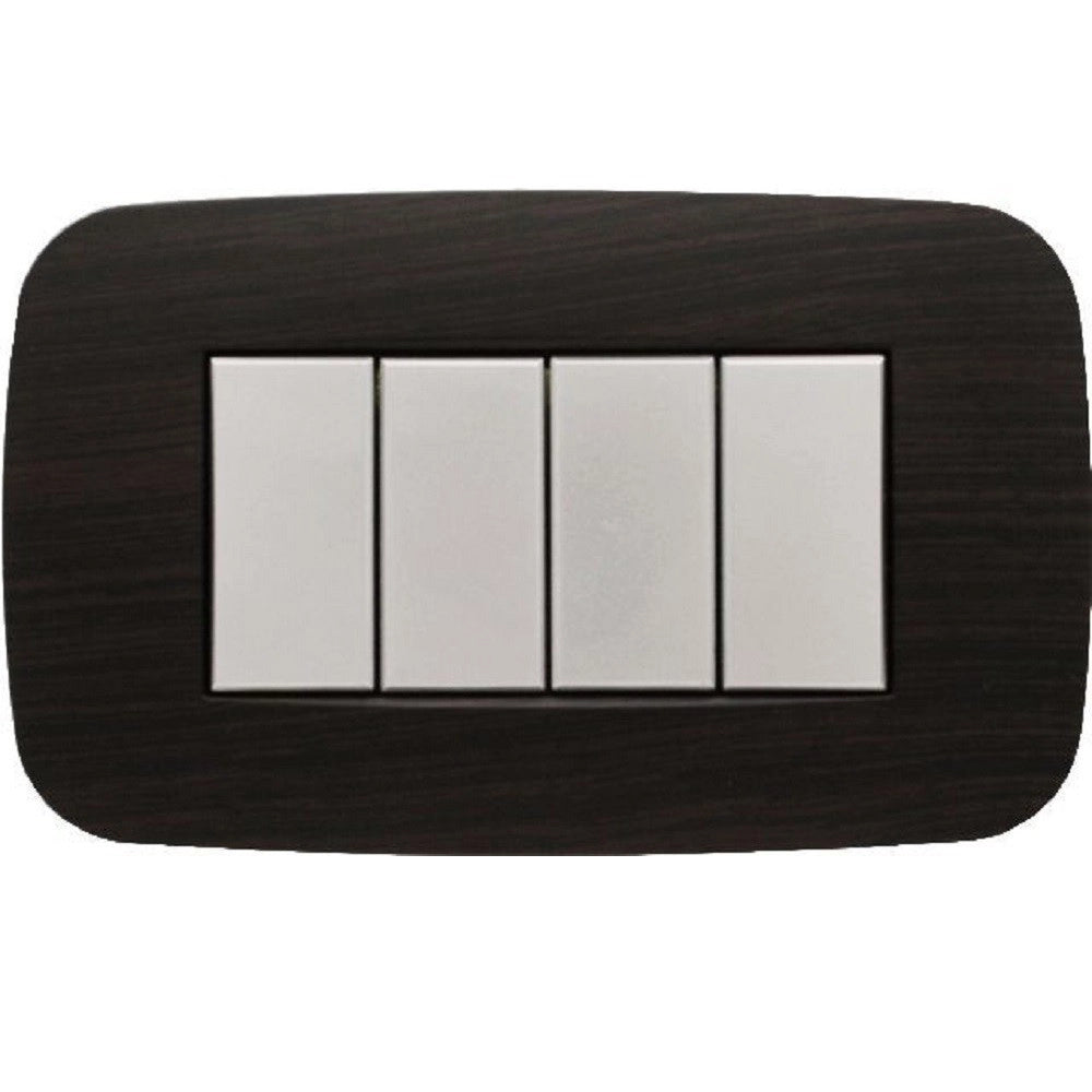 Trade Shop - Placca Futura 3 4 6 Moduli Legno Wenge' Compatibile Con Bticino Axolute -  -4 Fori     -