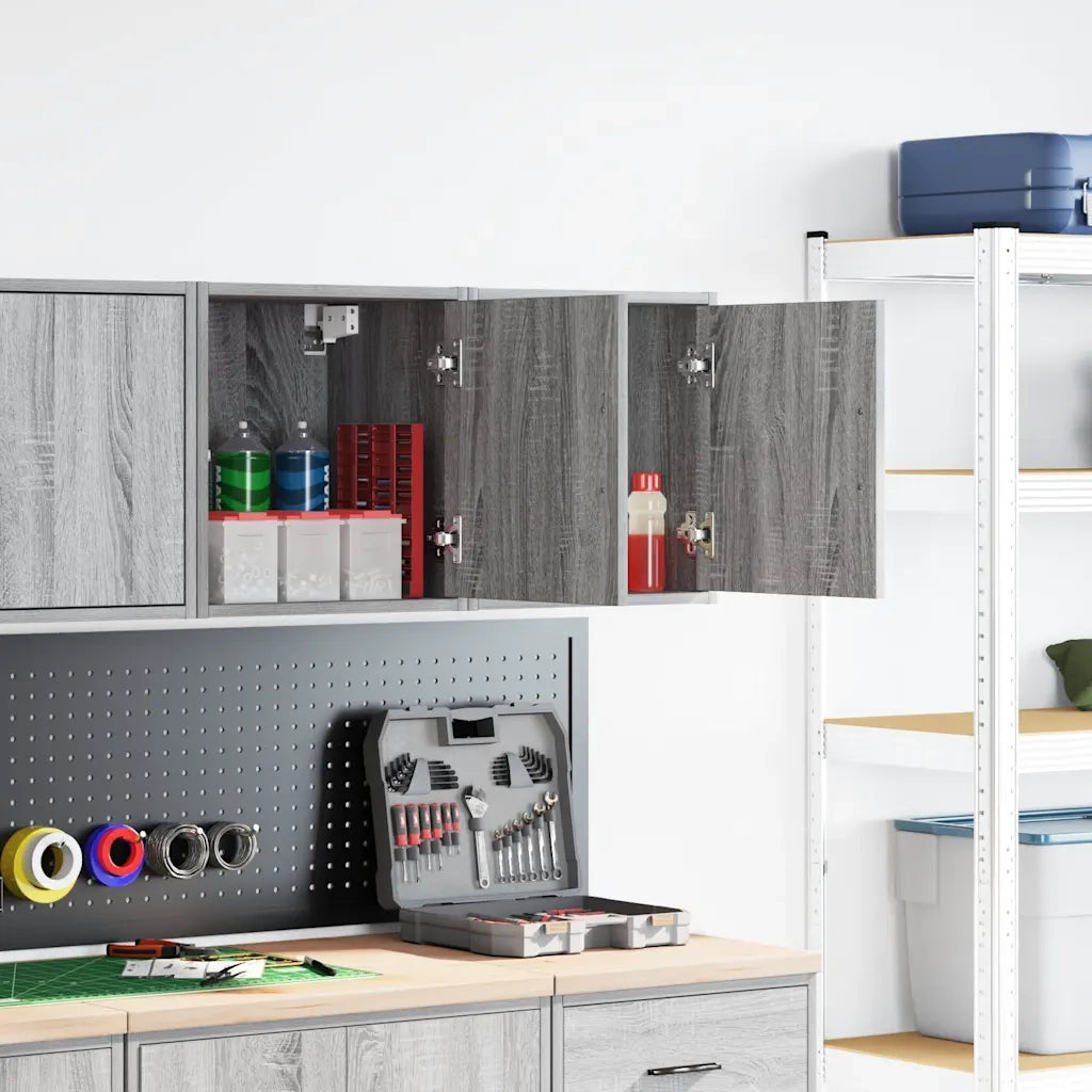 vidaXL Pensili per Garage 2 pz Grigio Sonoma in Legno Multistrato