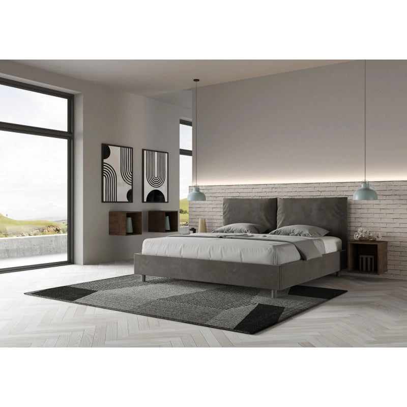 Letto imbottito Matrimoniale 190x190 cm Large - Senza rete,Microfibra,Grigio