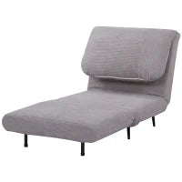 Poltrona Letto 2 in 1 Singola, Schienale Regolabile su 3 Livelli e Imbottito, Struttura in Legno e Acciaio