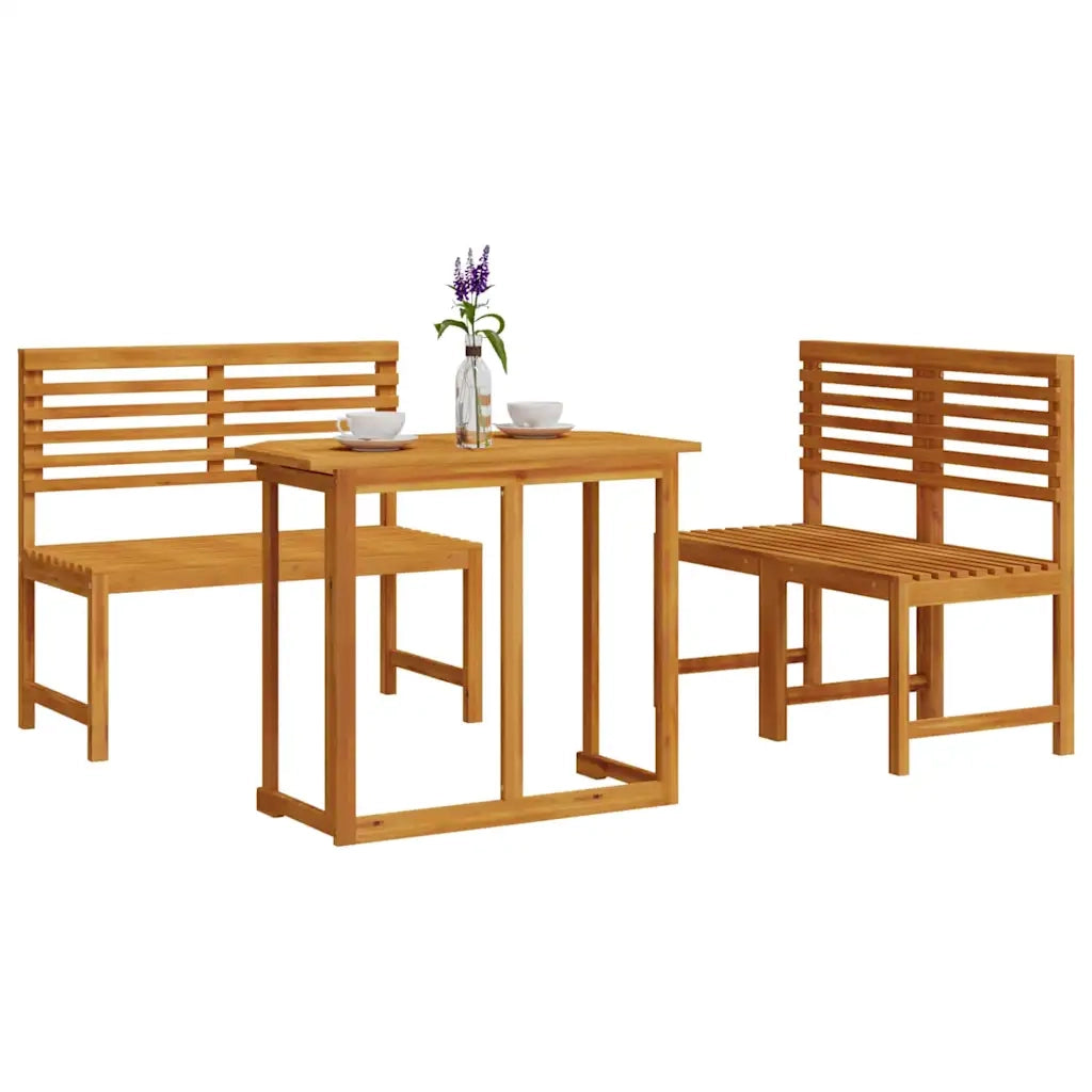 Set Bistro da Giardino 3 pcs Marrone Legno di Acacia Massello 3328695