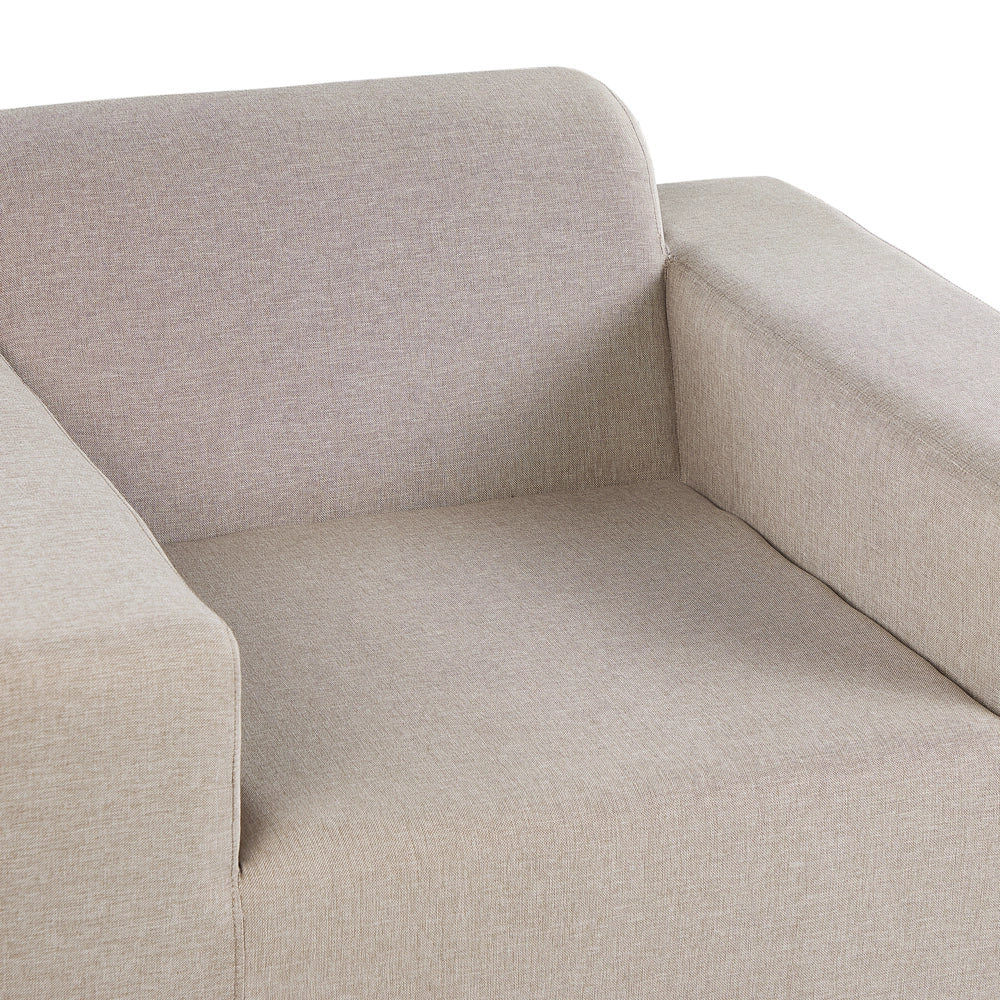 Set di 2 poltrone da giardino tessuto beige gambe alluminio bianco tappezzeria interni ed esterni mobili resistenti agli agenti atmosferici