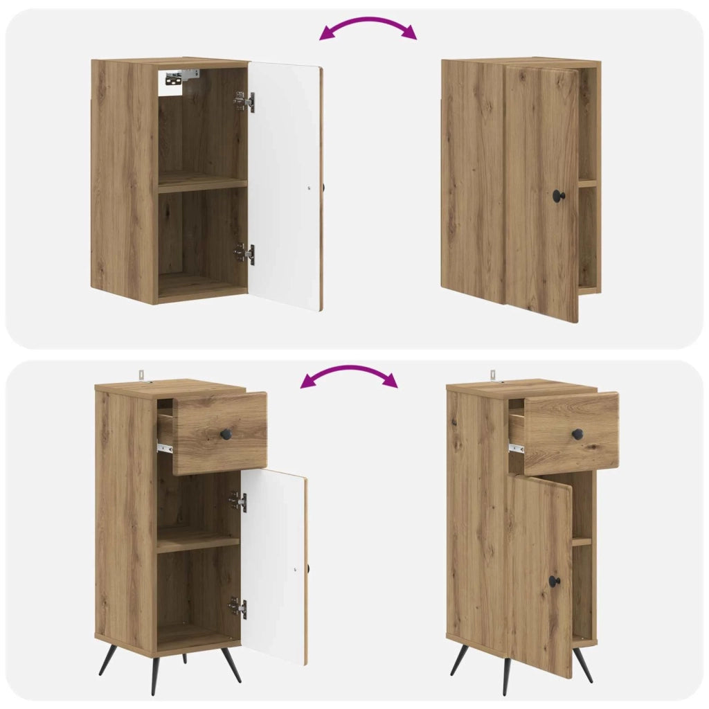 Set di Mobili da Bagno da 4 Pezzi BREDA Rovere Artigianale 3417971