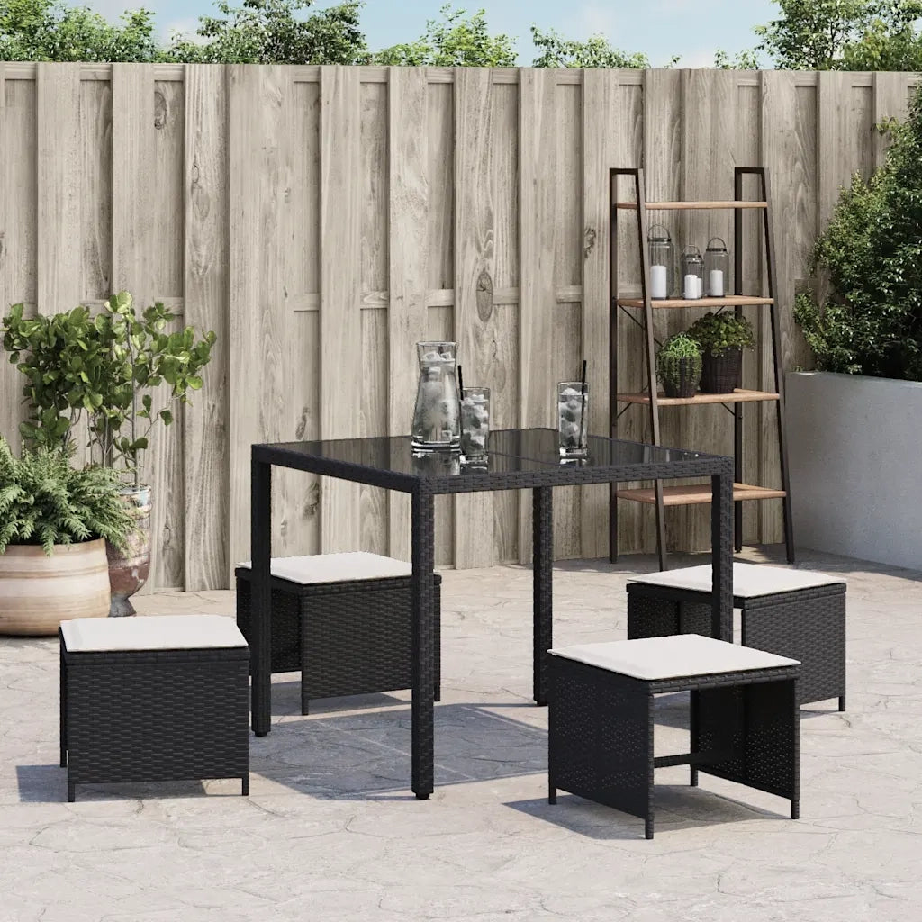 Sgabelli da Giardino con Cuscini 4pz Neri 41x41x36cm Polyrattan 365041
