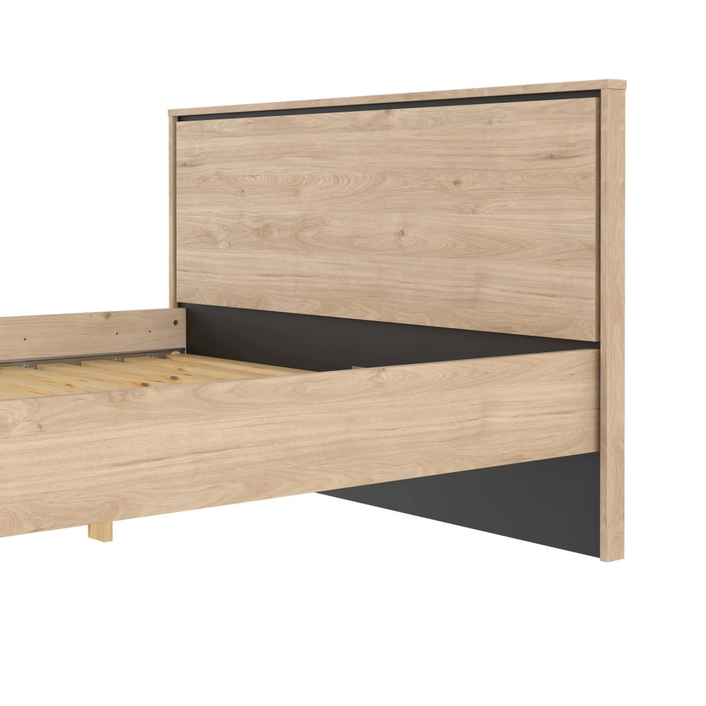Letto piazza e mezza Elida, Sommier per camera da letto, Giroletto per stanza, Struttura porta materasso, 206x153 h91 cm, Rovere