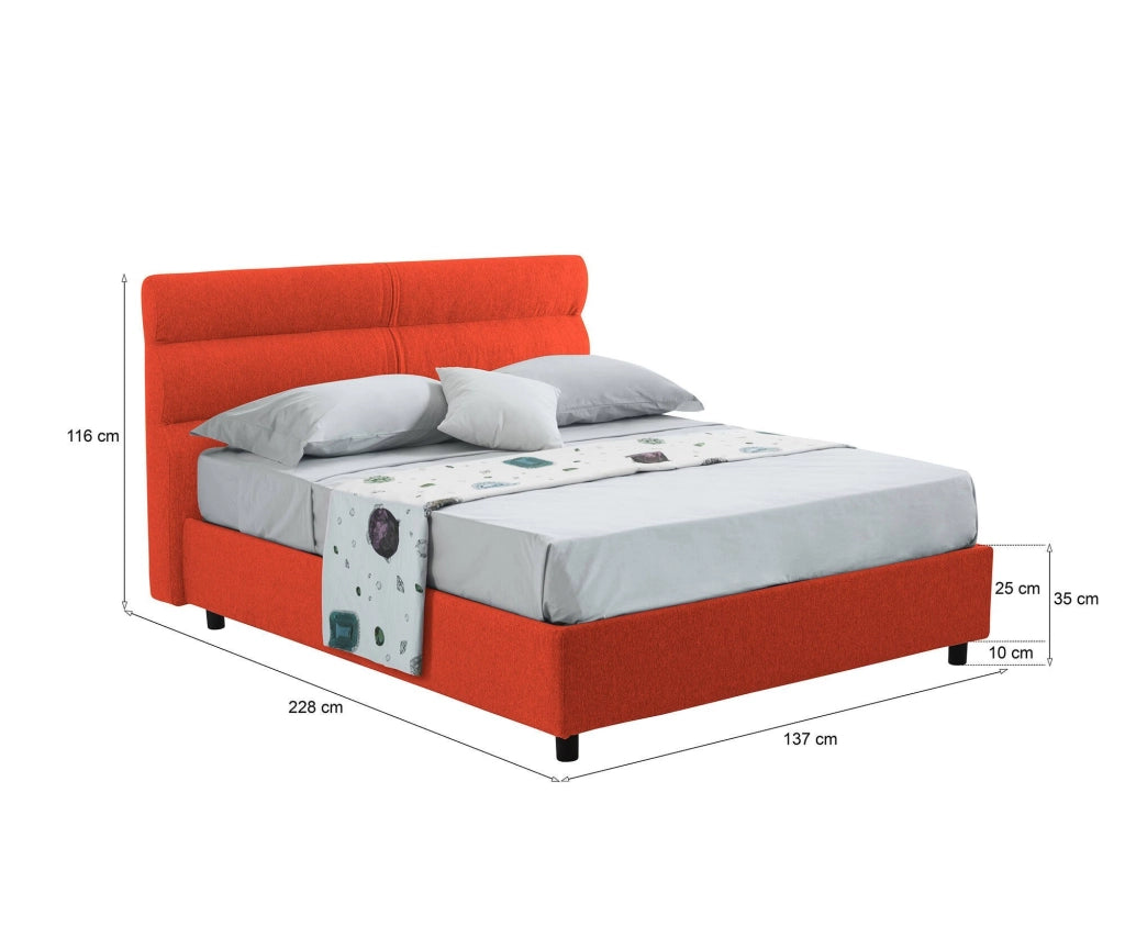 Briona, Letto Piazza e Mezza Sfoderabile Made in Italy, Arancione
