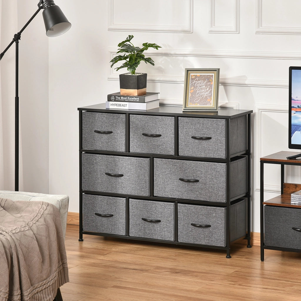Cassettiera con 8 Cassetti in Tessuto ¨C Xylo ¨C Struttura in Metallo Grigio