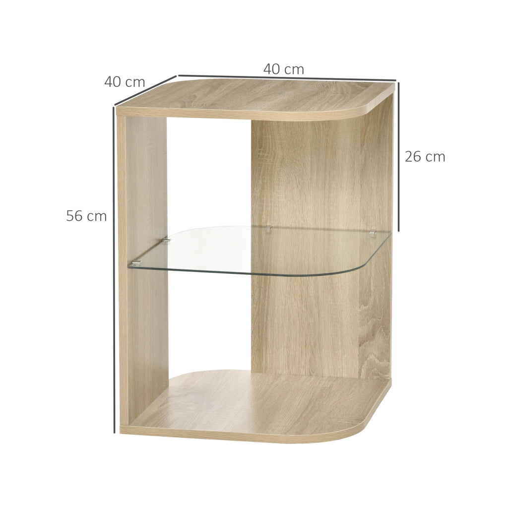 Tavolino da caff¨¨ ¨C Xylo ¨C vetro temperato legno naturale 40x40x56 cm
