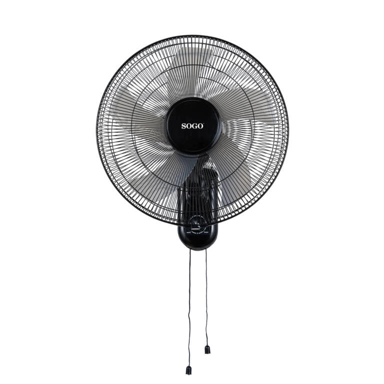 Ventilatore da parete 40 cm con oscillazione, 3 velocità e 5 pale 50W con tiranti comando e inclinazione regolabile - Sogo