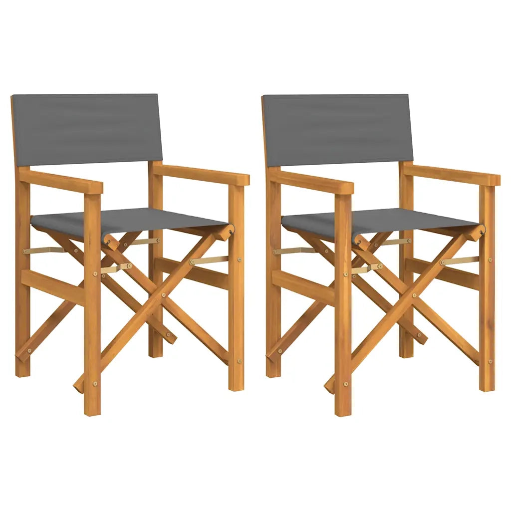 vidaXL Sedie da Regista Pieghevoli 2 pz Grigio Legno Massello di Teak
