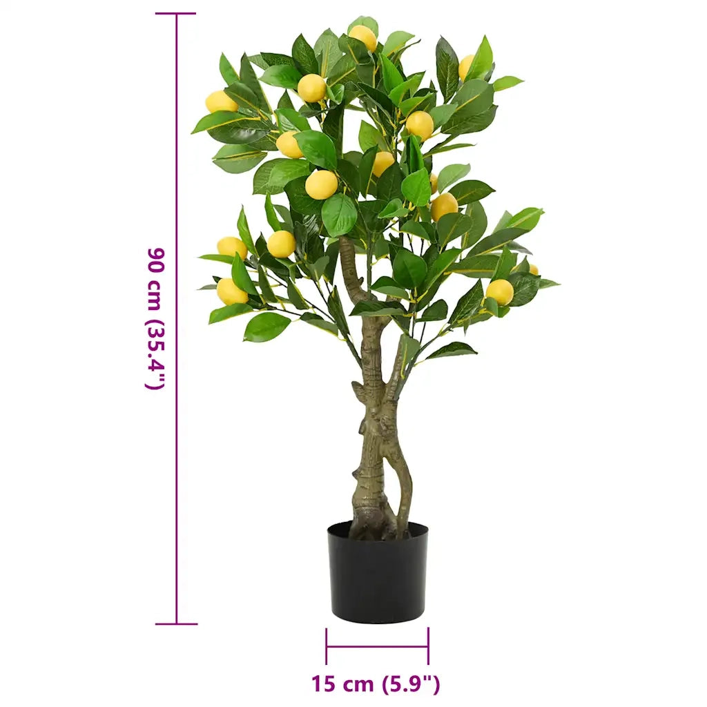 vidaXL Albero di Limoni Artificiale 234 Foglie 90 cm Verde