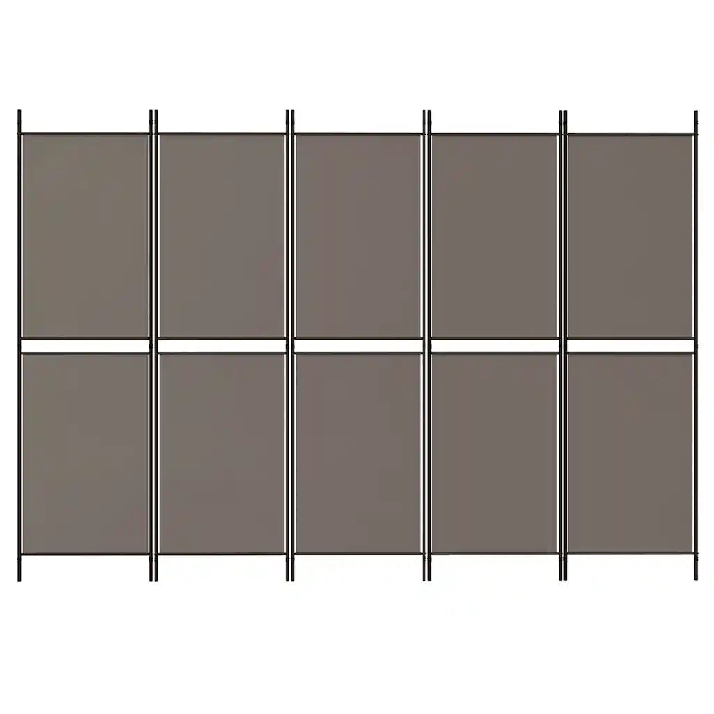 Divisorio a 5 Pannelli Antracite 250x180 cm Tessuto 350220