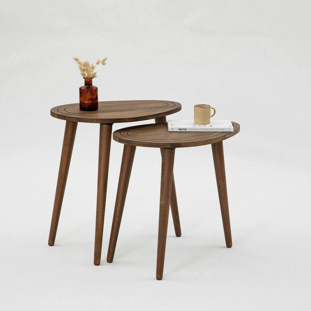 Tavolino da salotto Janequeo, Tavolo basso da caffè, Portariviste per divano, Ripiano da soggiorno, 50x33h52 cm, Noce
