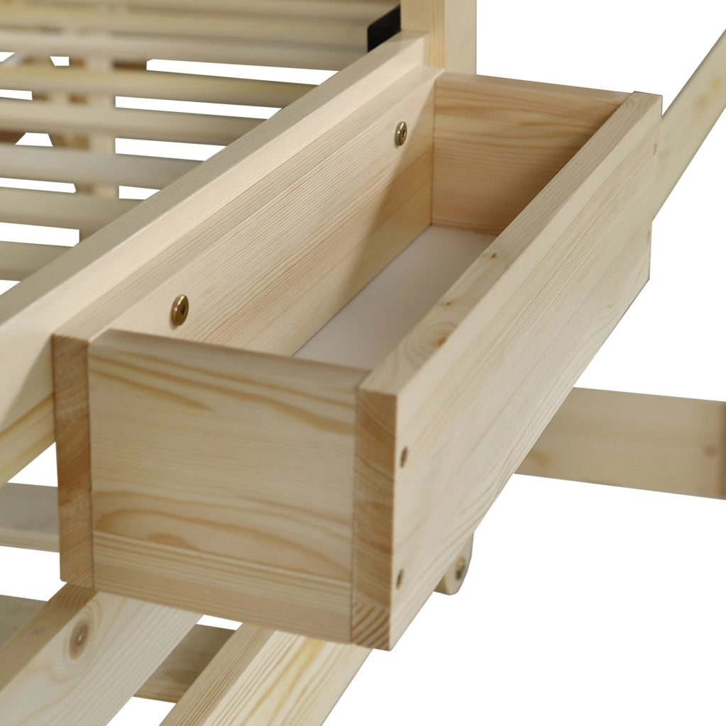Letto a castello 90x200 cm con scala contenitore e lavagna; legno bianco e naturale