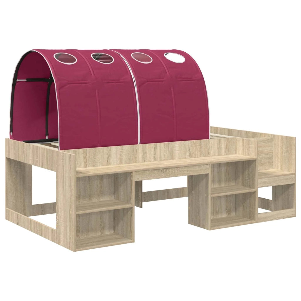 Letto alto per bambini con storage 3 pz Rovere Sonoma e Rosso 3423603