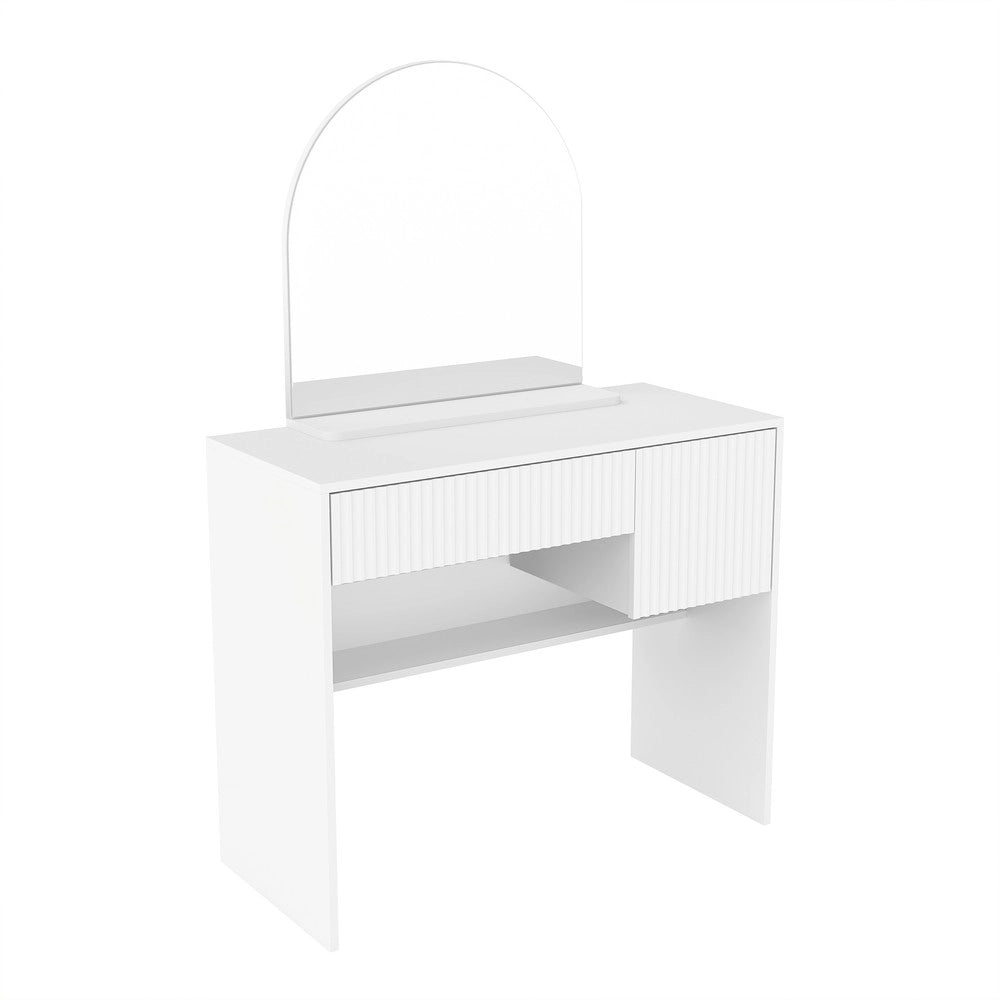 Tavolo da Trucco con Specchio e Cassetti ¨C Xylo ¨C Bianco, 90x40x135 cm