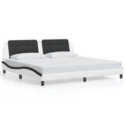 Letto matrimoniale | Letto per adulti | Giroletto senza Materasso Zadar Bianco e Nero 200x200 cm in Similpelle