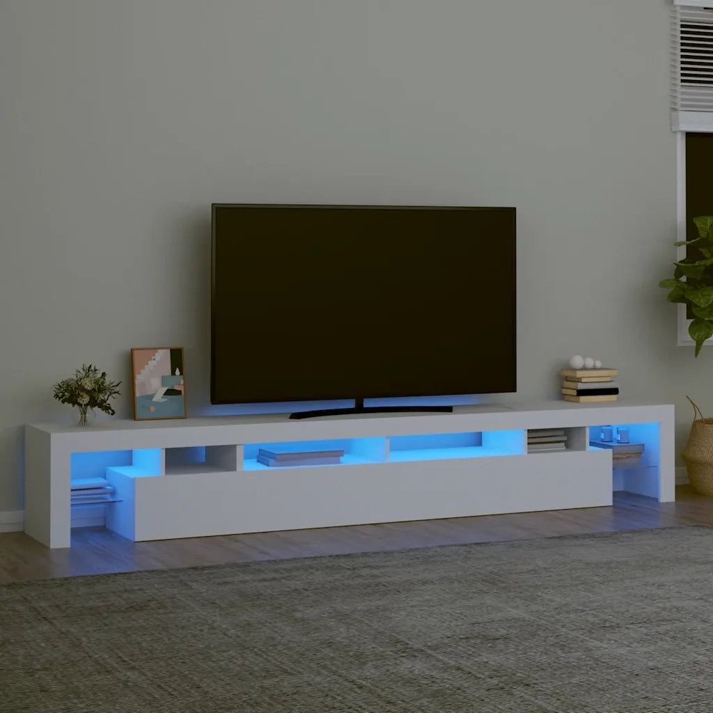Mobile Porta TV con Luci LED-Mobile per TV-Credenza TV Bianco 260x36,5x40 cm