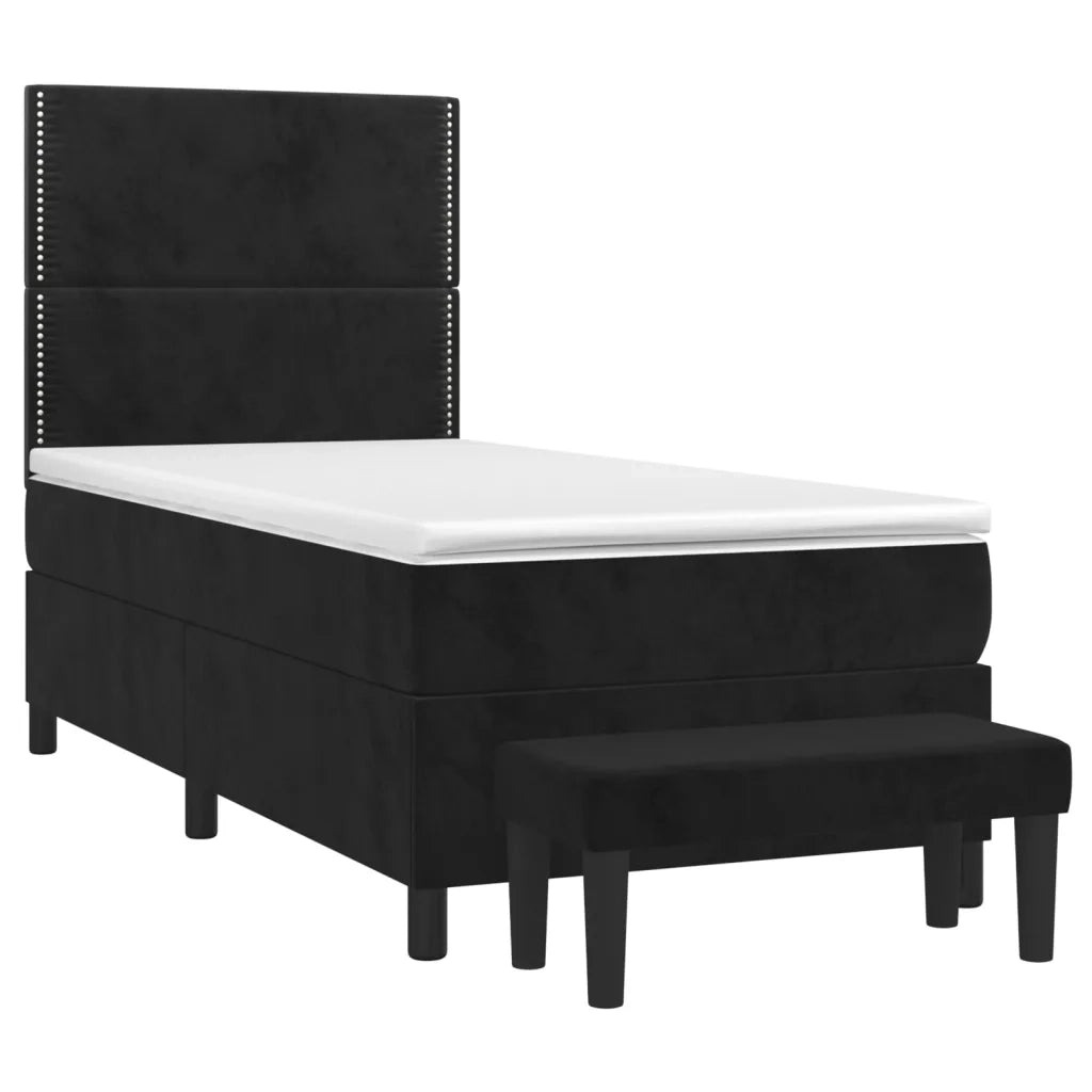 Giroletto a Molle con Materasso Nero 80x200 cm in Velluto 3137751