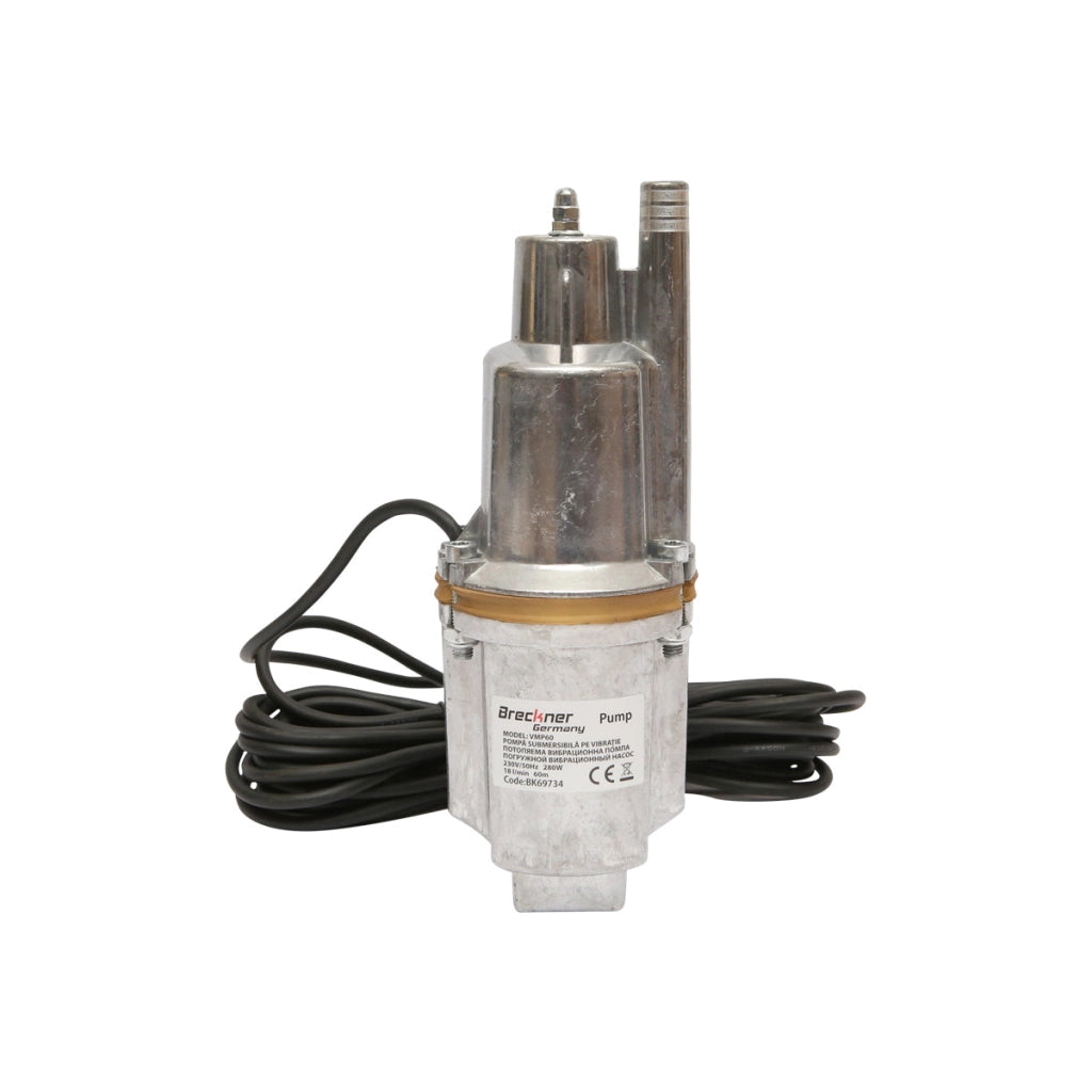 Pompa sommersa con vibrazioni D100mm, 18L/min, profondità 60m, 220V, VMP60 Breckner Germany