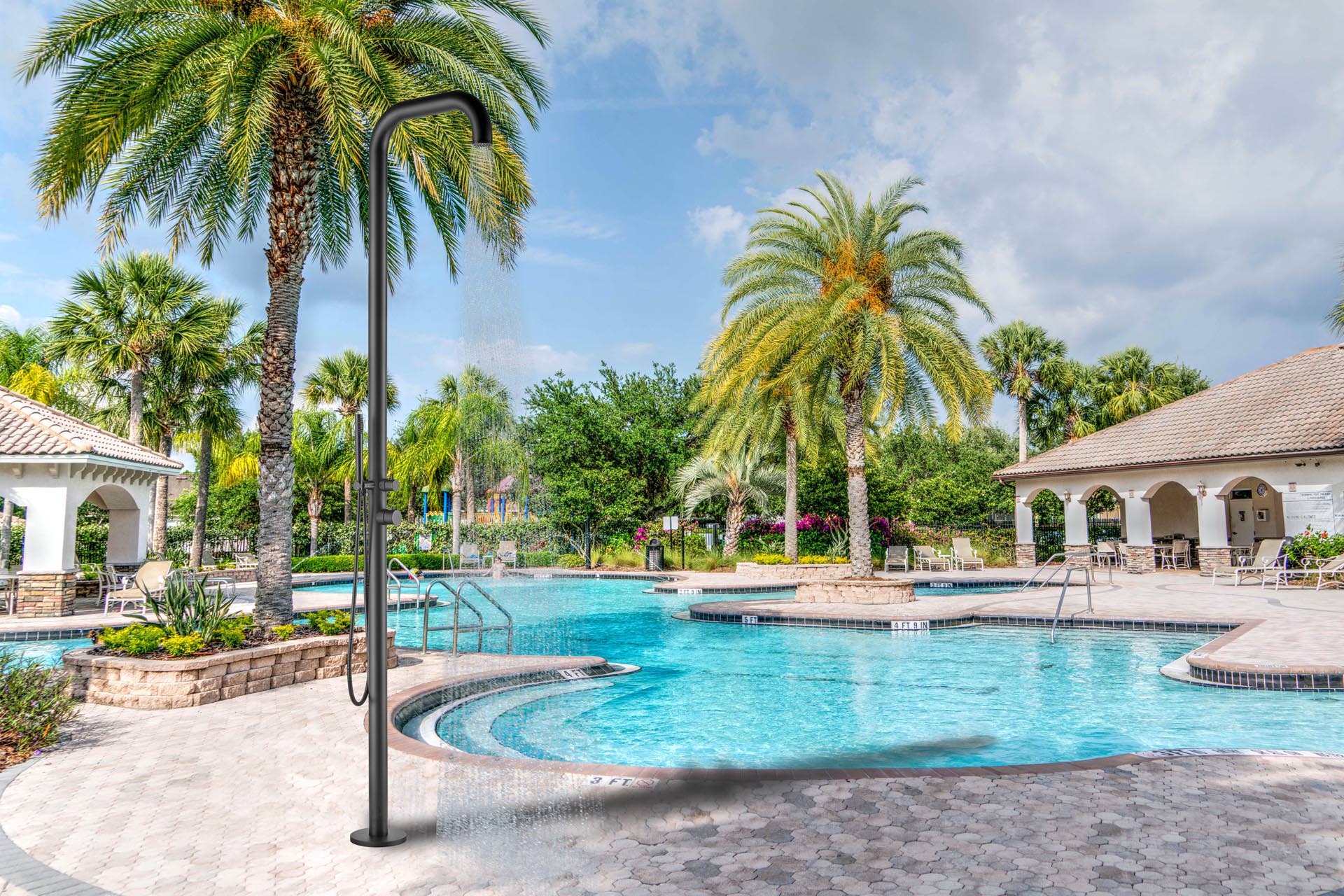 Doccia da Giardino 230x18x42 cm con Miscelatore e Doccetta Sined Chia Nero satinato