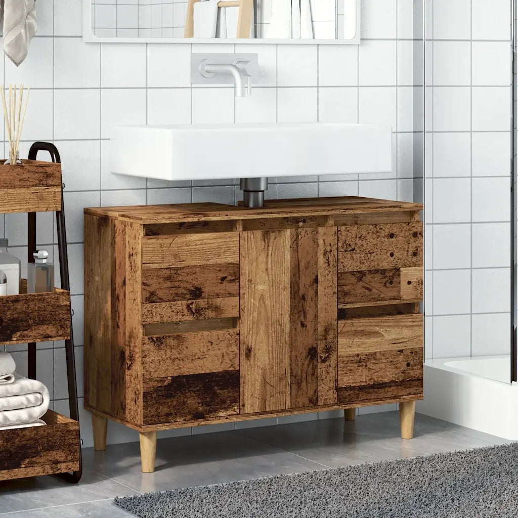 Mobile Lavabo | Armadio Lavabo Legno Antico 80x33x60 cm in Legno Multistrato
