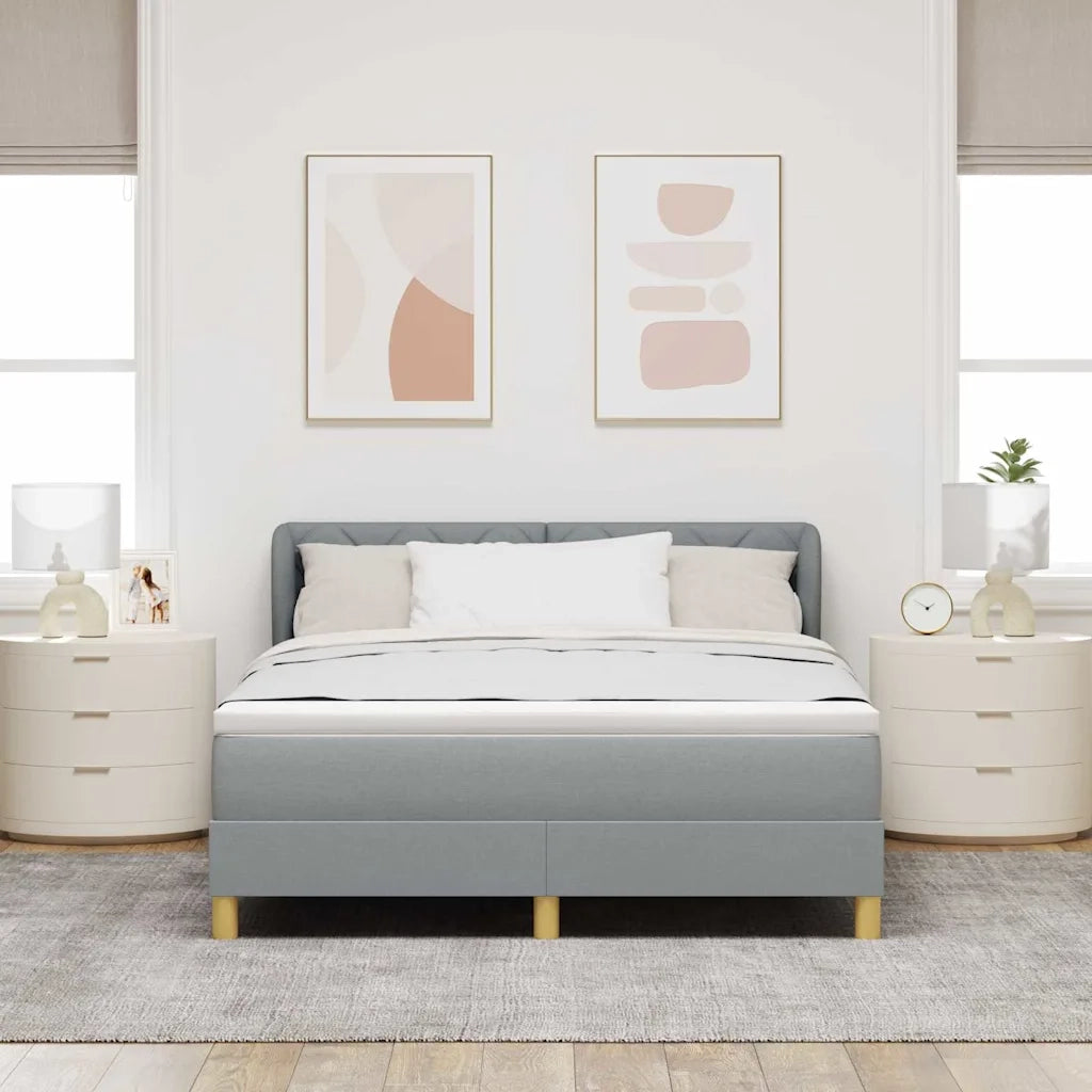 Letto a molle con materasso Grigio chiaro 140 x 190 cm Tessuto 3340269