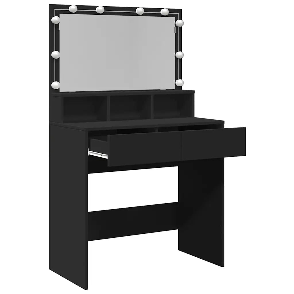 Toeletta | Tavolo da Trucco con LED Nera 80x41x134,5 cm