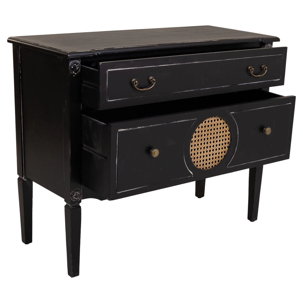 Cassettiera in legno nero 88x38x72h