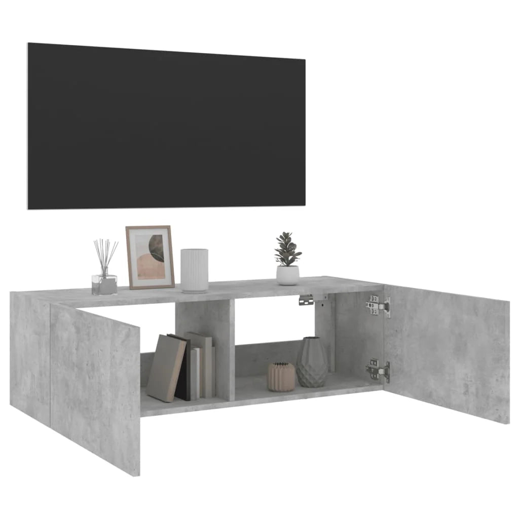Mobile TV multimediale scaffale TV credenza mobile TV sala da pranzo soggiorno camera da letto mobile da parete con luci LED 100 x 35 x 31 cm grigio 02_0027851
