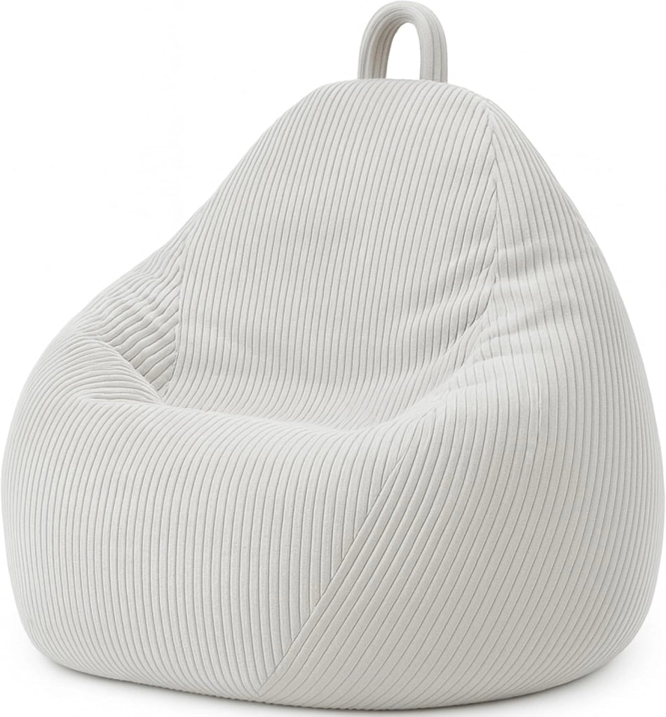 Pouf Poltrona Sacco in Velluto a Coste Larghe - Imbottitura in Schiuma, Morbido - Fodera Lavabile - Facile da Trasportare, Per Bambini e Adolescenti (105x85 cm, Viola di Parma)