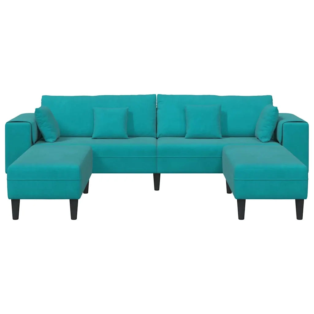 vidaXL Divano in Velluto con cuscino 3 pcs Turchese 208 cm Velluto