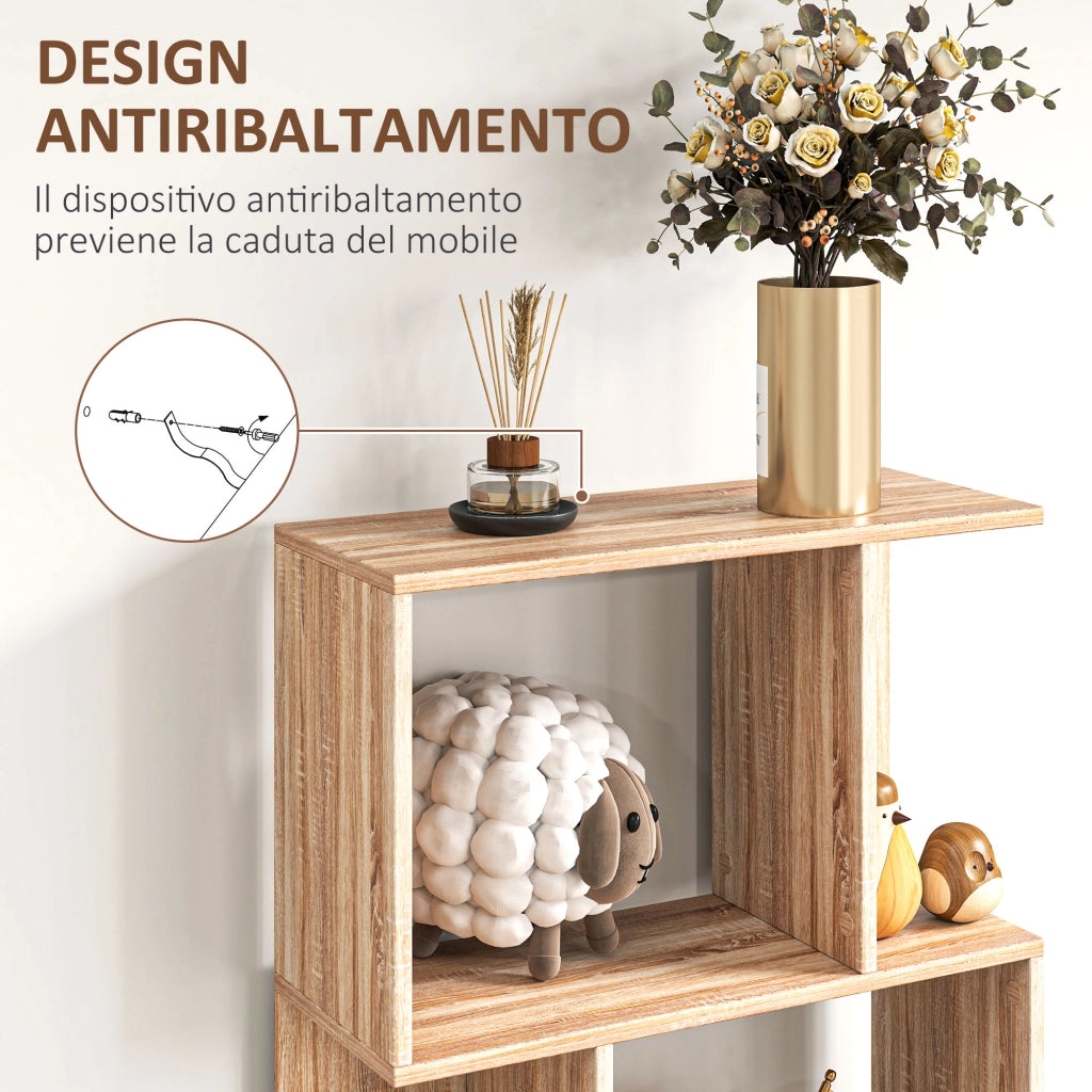 Libreria in Legno 5 Ripiani con Divisorio ¨C zephmum ¨C Legno 60x24x184.5 cm