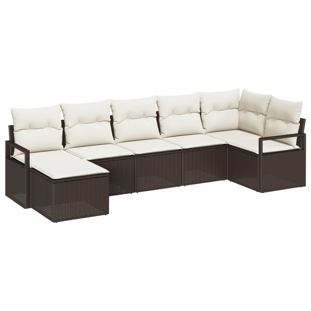 Set divano giardino a 7 pezzi in rattan marrone