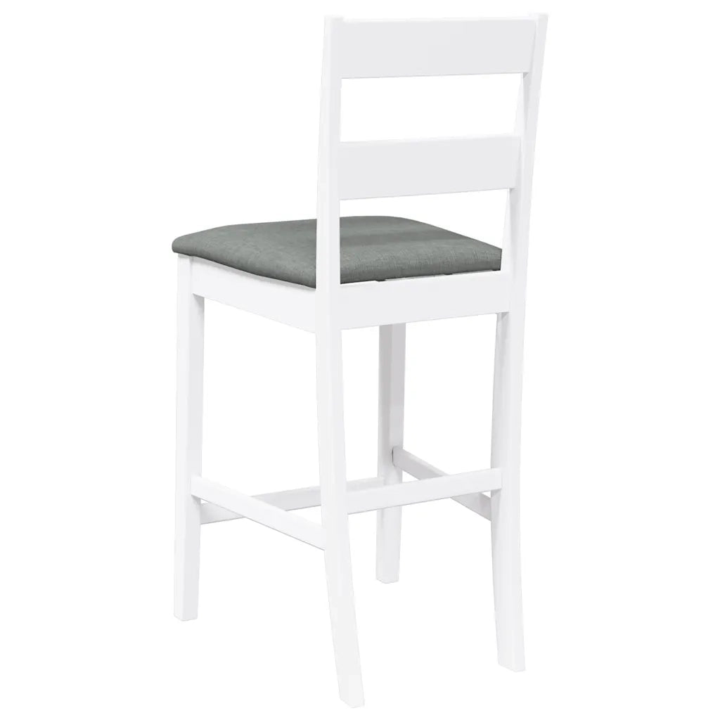 Sgabelli da Bar con Cuscini 2 pz Bianco Legno Massello di Hevea 4102559