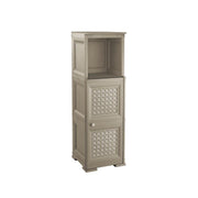 MOBILE 2 MODULI TAUPE 40X43X125 CM CON ANTE TRAFORATE E 1 MODULO SCAFFALE – CONTENITORE VERTICALE ORGANIZZAZIONE CASA PER INGRESSO E ZONA GIORNO