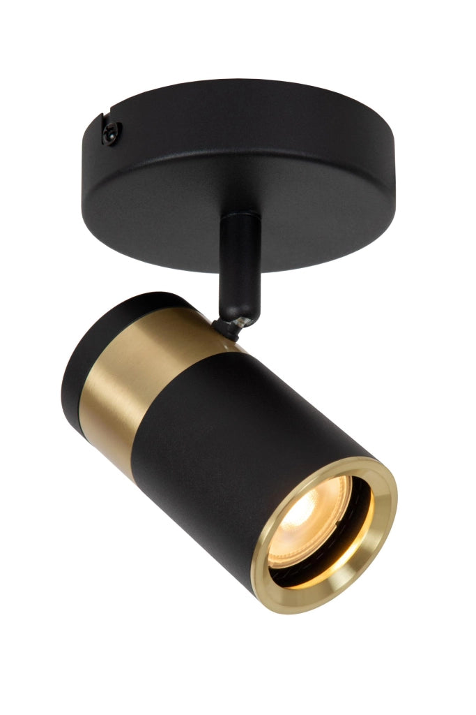 Faretto soffitto GORIK 1xGU10 nero oro rotondo Lucide