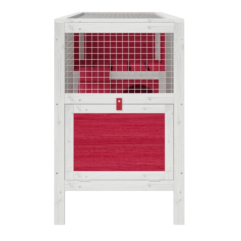 Conigliera rossa 103 x 44 x 69,5 cm in legno massello di pino Rosso 02_0041958